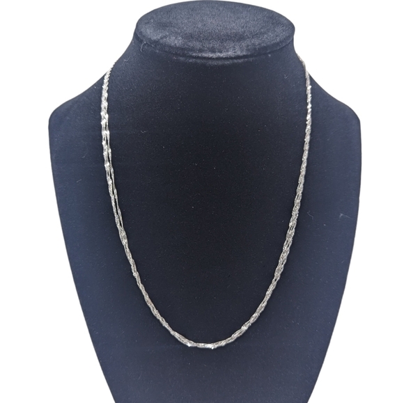 New 14kt Solid White Gold 3 Strand Triple Choker Singapore Necklace - Picture 6 of 12